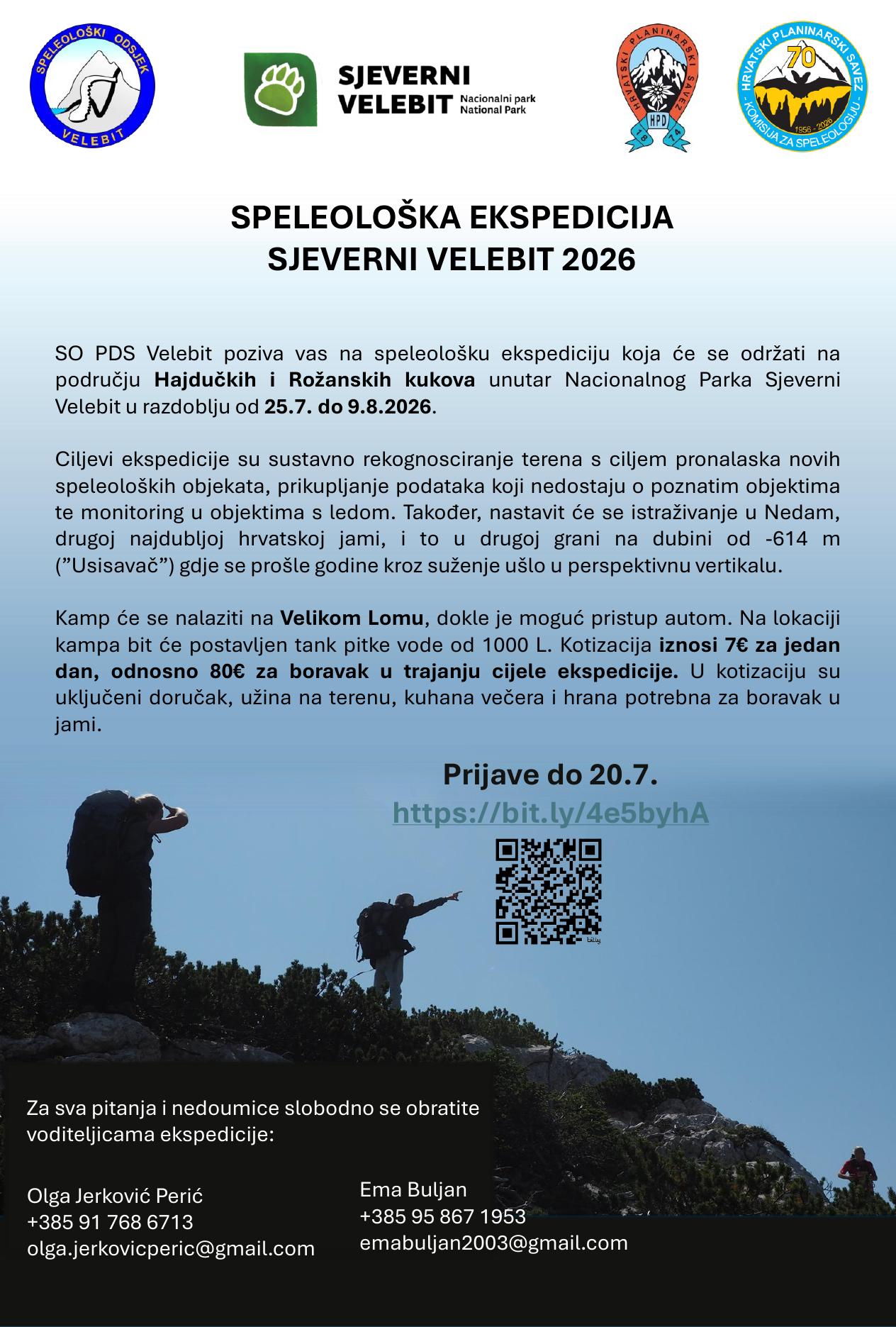 Plakat Speleološka ekspedicija Sjeverni Velebit 2026